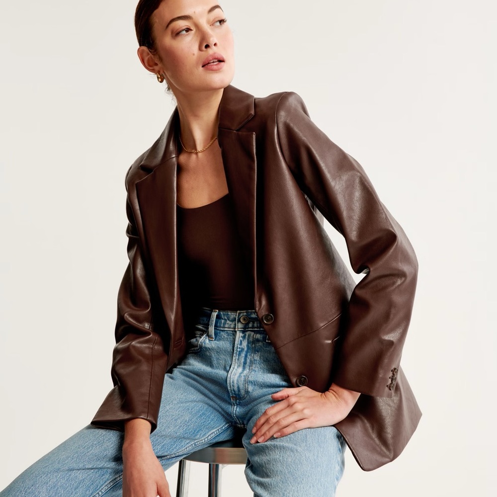 Abercrombie Vegan Leather Blazer